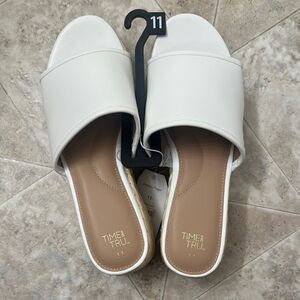 Time and Tru Women's Raffia Platform Slide Sandals Size 11